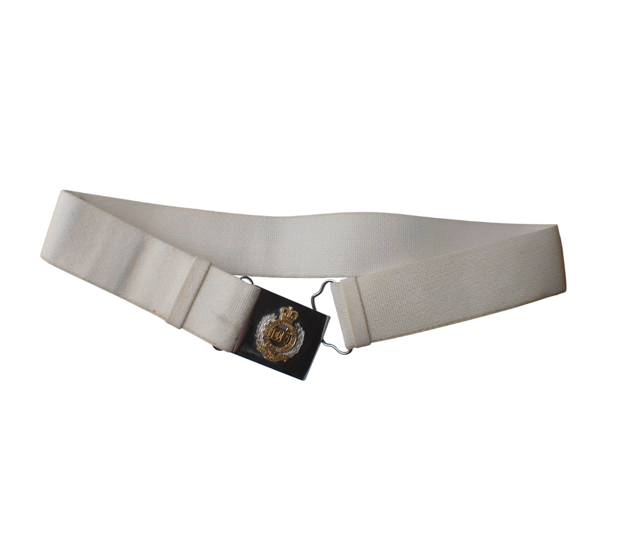 British White Courlene Belt with Royal Engineers (Queens Crown) Buckle
