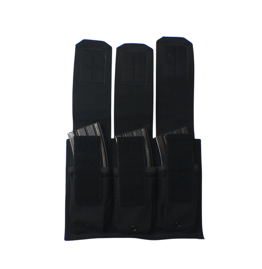 Black Hook and Loop Triple Ammunition Pouch