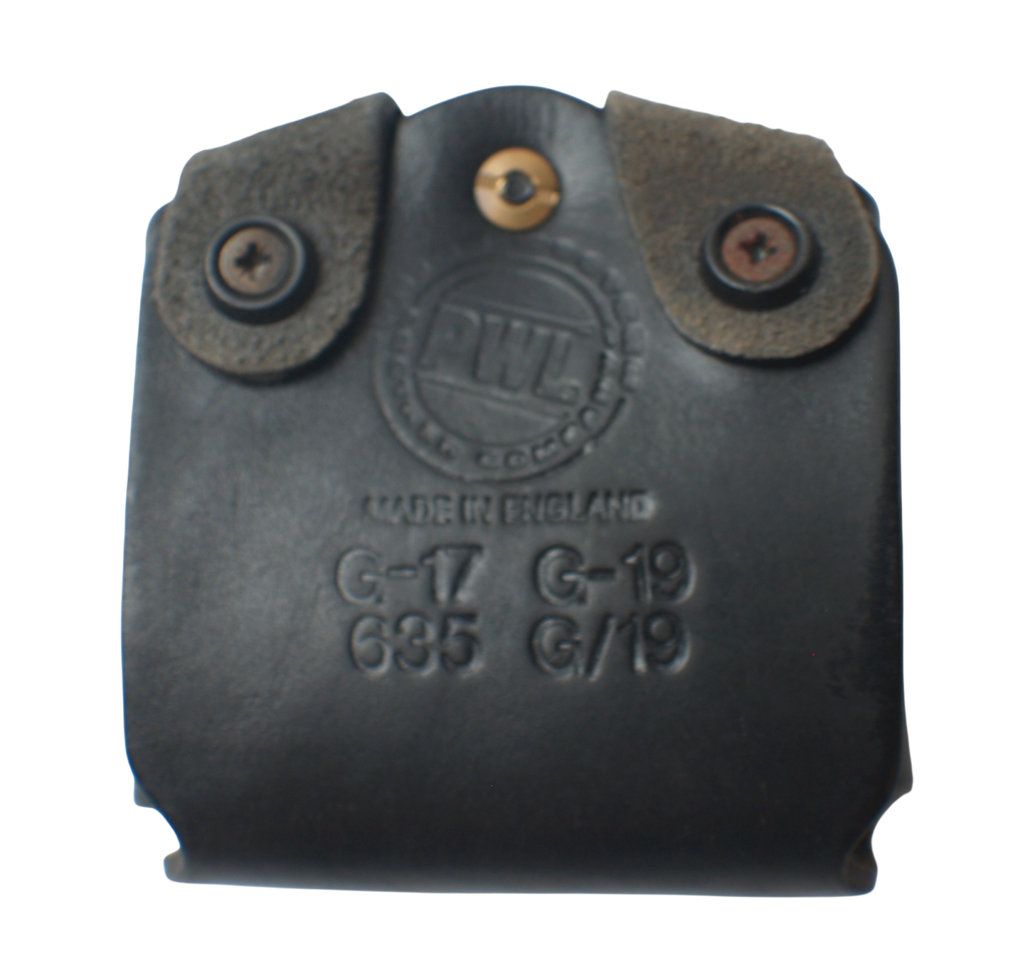 Black Leather PWL Double Glock Magazine Belt Pouch
