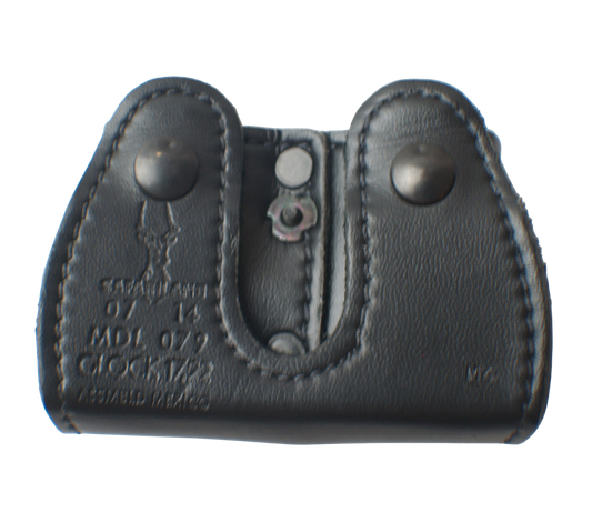 Black Leather Safariland Model 079 Double Glock Magazine Belt Pouch
